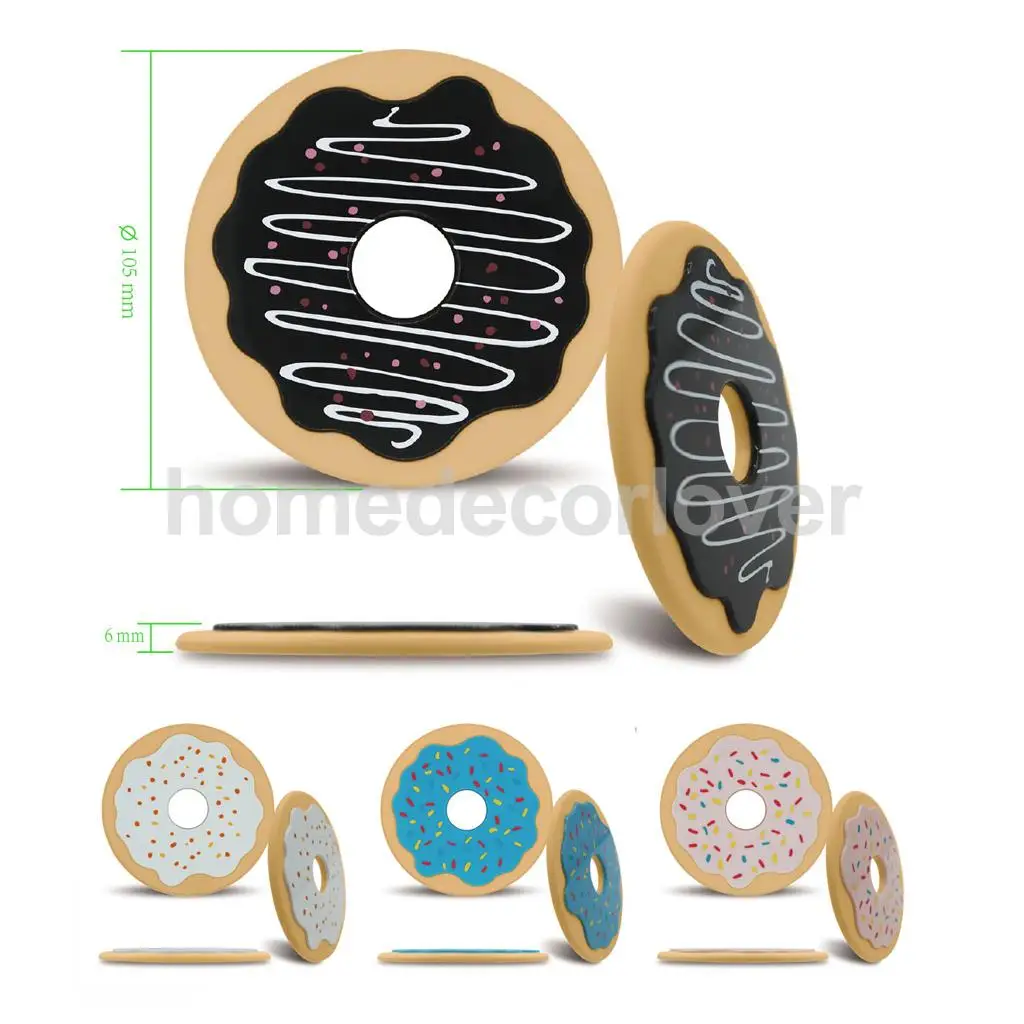 MagiDeal 4pcs Silicone Vintage CD Coasters Record Cup Mat Drink Holder Table Placemat Donut Valentine's Day Gifts Nice Valentine