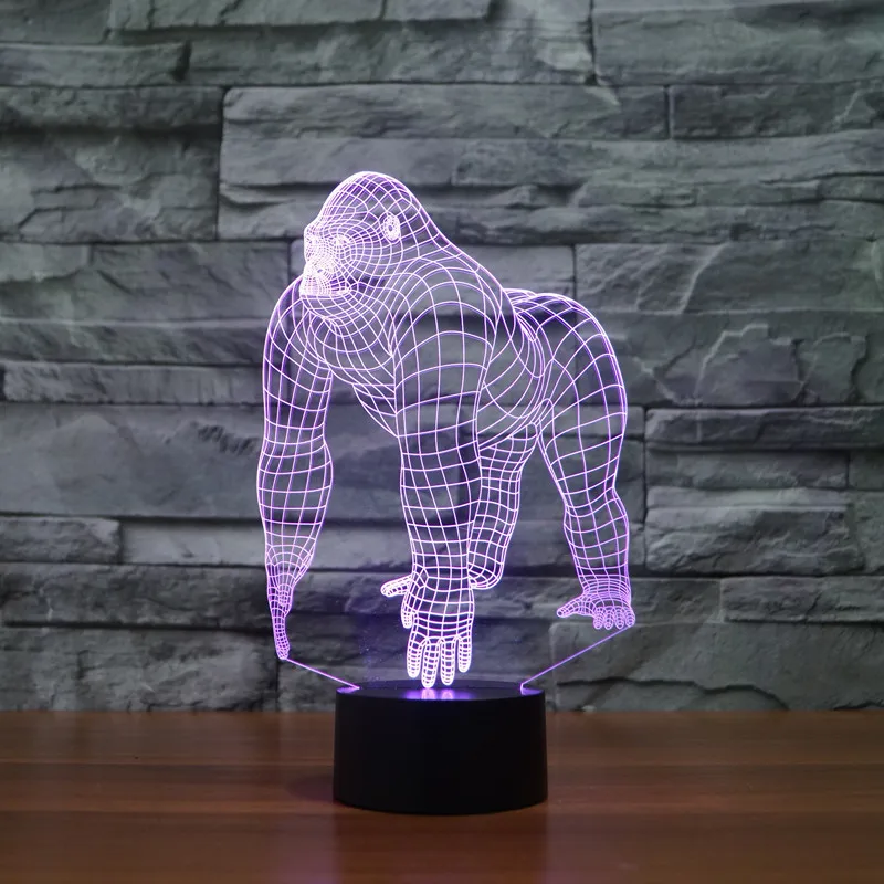 [Seven Neon]Chimpanzee Gorilla Monkey акриловая настольная лампа 7 цветов 3D новинка светодиодный