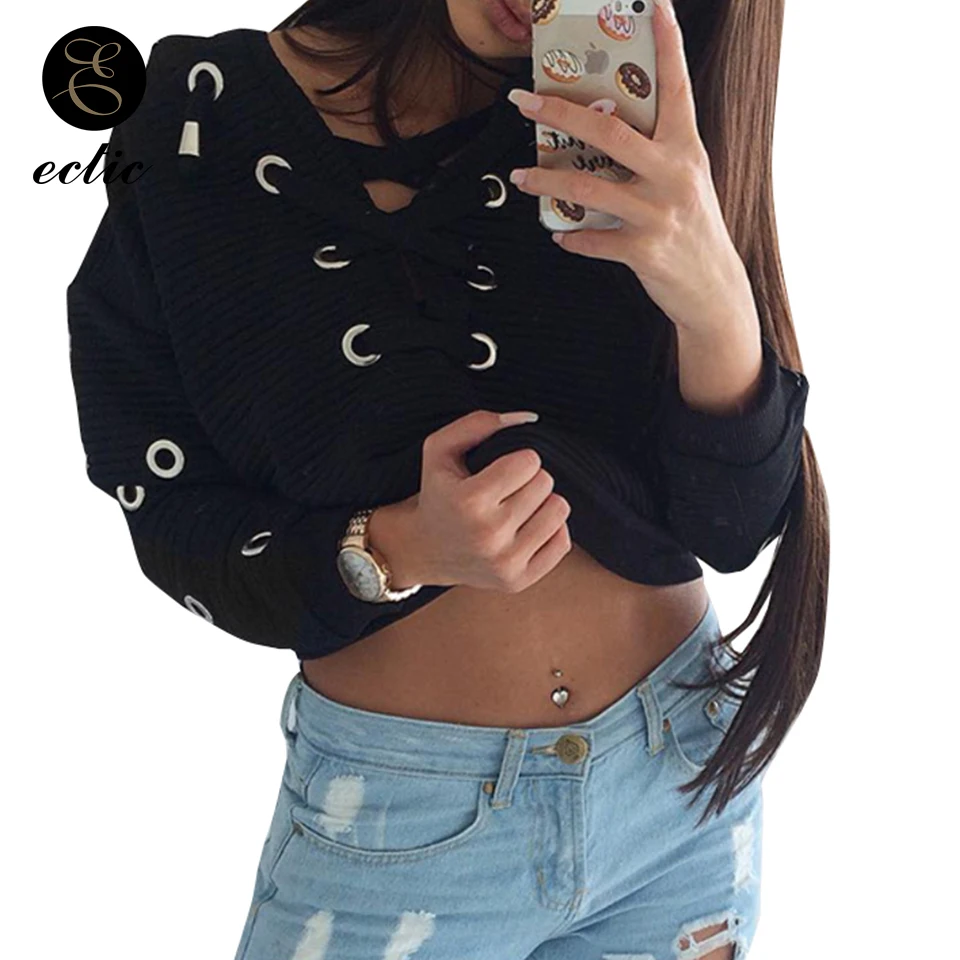 

Plain Black Sweatshirt Punk Goth Poleron Mujer 2019 Autumn Pullovers Sweatshirt Fashion Bandage Hoodie Rivet Cotton Hoodie Women