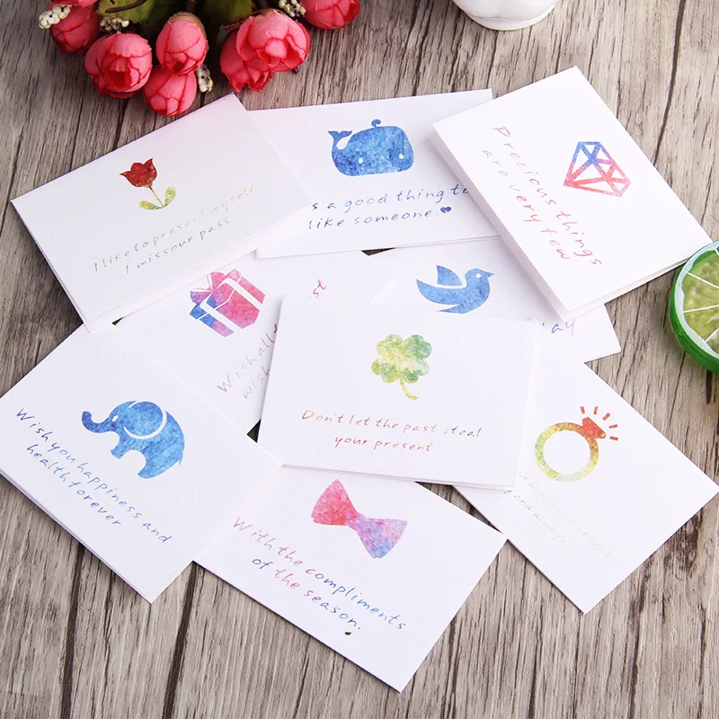 

5pcs/set greeting card Wedding thanks birthday Gift card Folding Message Card Valentine's Day New Year Christmas Postcard Card