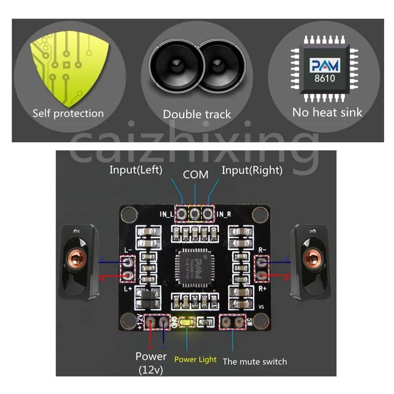PAM8610 цифровой усилитель мощности 2x15 Вт двухканальный стерео мини Класс D 12 В мини Hi-Fi аудио стерео модуль 2X10 Вт