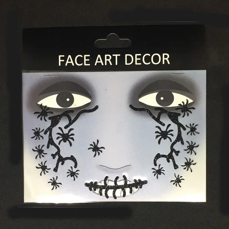 

Halloween Black Spider Noodles Subsidies Masquerade Lips Face Sticker