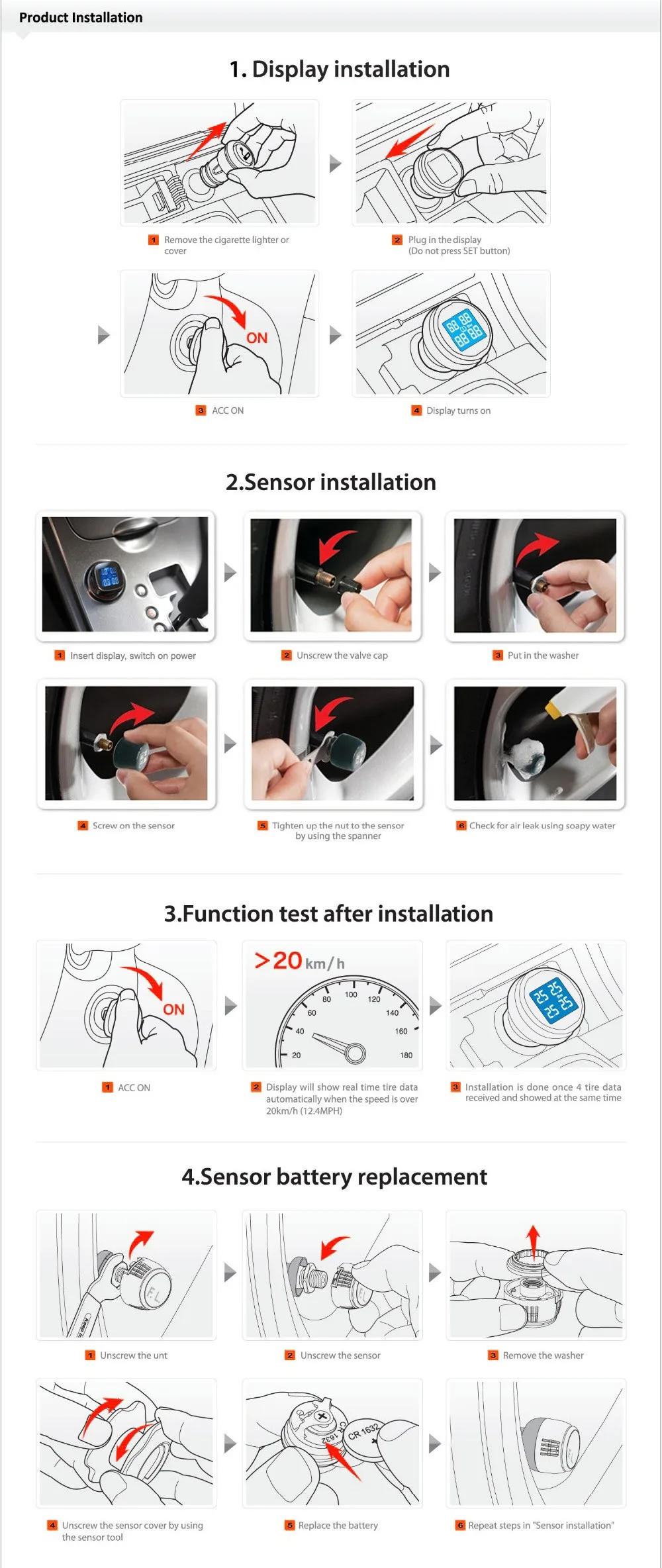 DIY TPMS Беспроводной шин Давление мониторинга Системы/внешний Датчики Авто-прикуриватели/четыре круглых в то же время Дисплей