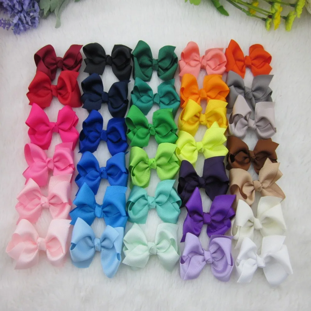 

XIMA 50pcs/lot 3" Grosgrain Ribbon Hair Bows With Clip Hair Ribbon Bows Hair Clips for Girls Hair Accessories