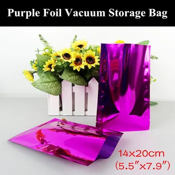 

100pcs 14x20cm (5.5"x7.9") 180micron Glossy Purple Aluminum Foil Open Top Bag Heat Sealing Anti Static Purple Packaging Bag