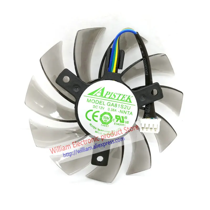 Для EVGA GT430 GT440 GT630 видеокарта вентилятор охлаждения GA81S2U DC12V 0.38A диаметр 74 мм шаг 40 мм