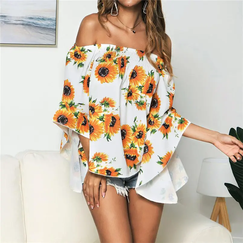 New Women Summer Plus Size Flower Print O-Neck Button Long Sleeve Linen Top T-Shirt Blouse Shirt Elegant Fashion New Tops #4R03 (6)