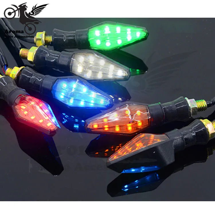 

5 colors available colorful lighting double lens red green yellow white blue moto indicator LED motorcycle turn signal light