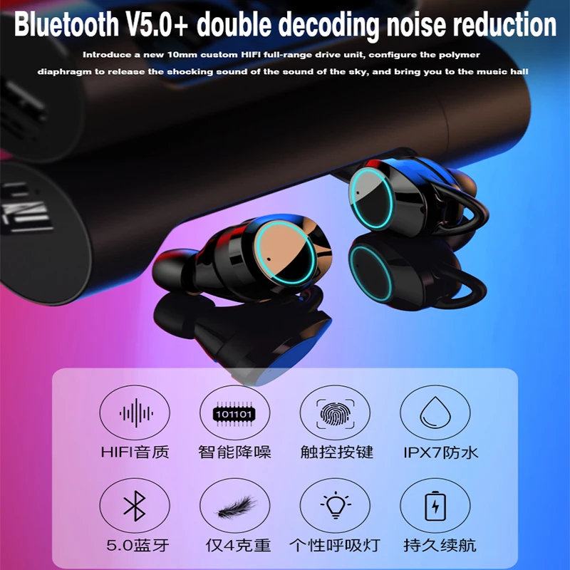 Bluetooth 5,0 наушники и кнопка отпечатка пальца зарядка Спортивные Беспроводные наушники музыкальные наушники для iPhone7 8 samsung huawei