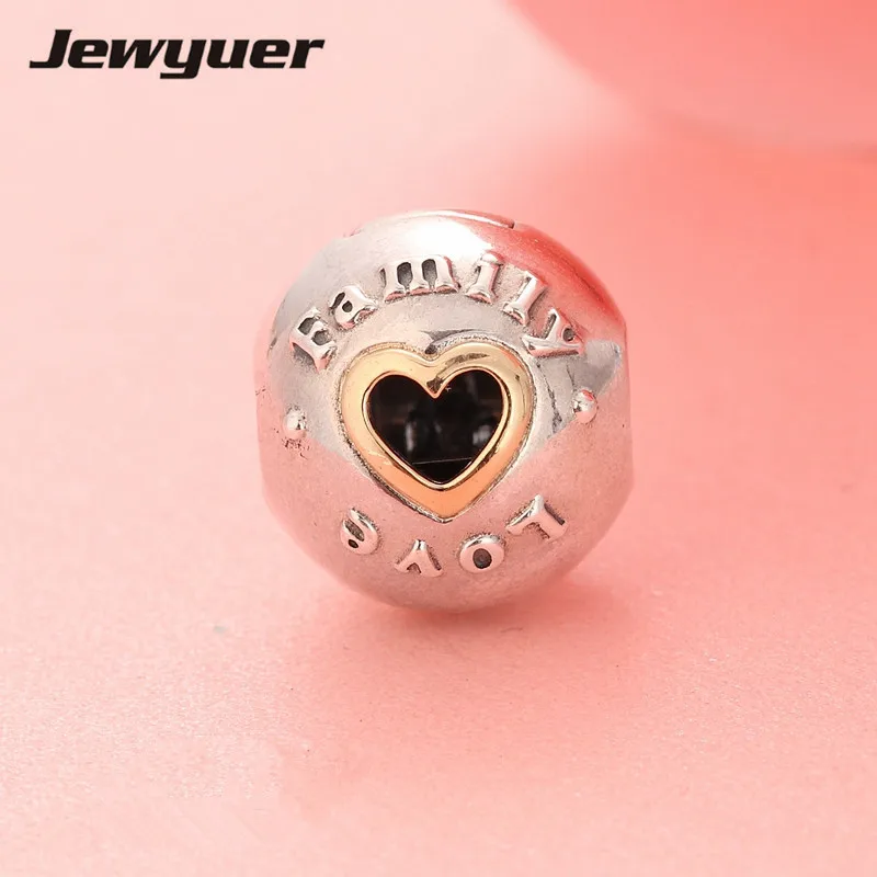 

Mother's day gift Family & Love charms 925 sterling silver jewelry with gold heart fit charm bead bracelet diy For women GD107