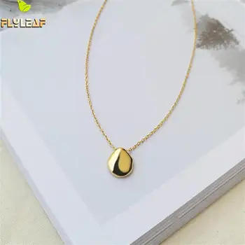 

Flyleaf Irregular 18k Gold Real 925 Sterling Silver Necklace For Women Fashion Chain Fine Jewelry Simple Necklaces & Pendants