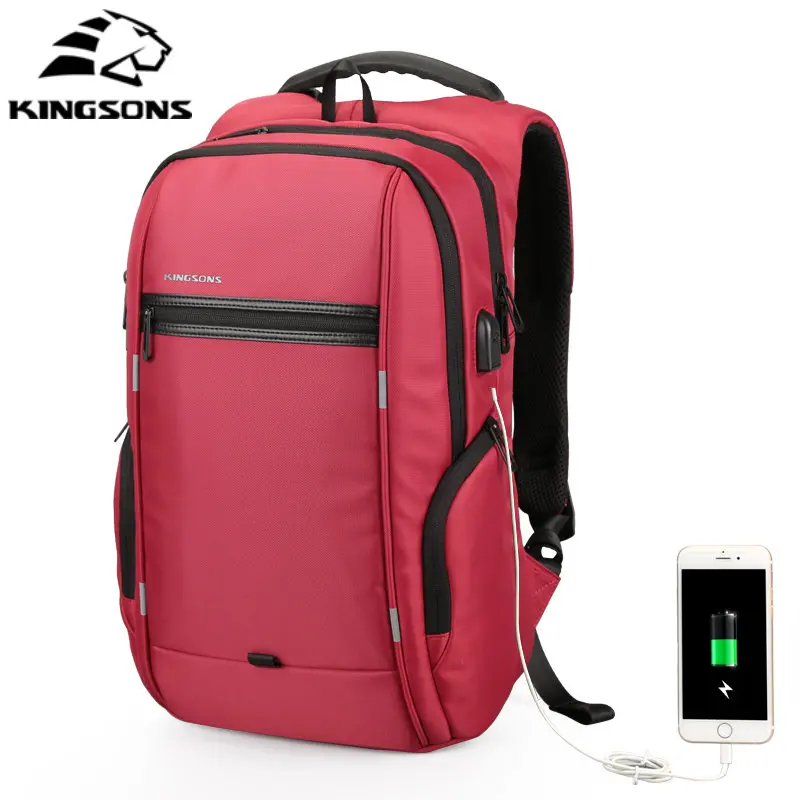 

Kingsons Brand External USB Charge Backpack 15 17 inch Male Mochila Laptop Backpack For Teenager Male Mochila Travel backpack