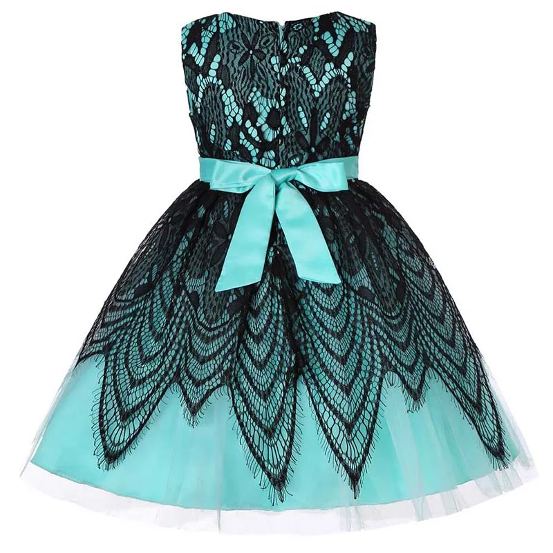 

European American Baby Girls Dress 3-8Y Sleeveless Lace Tutu Lady Princess Dress Flower Girl Wedding Dress Children's Clothing