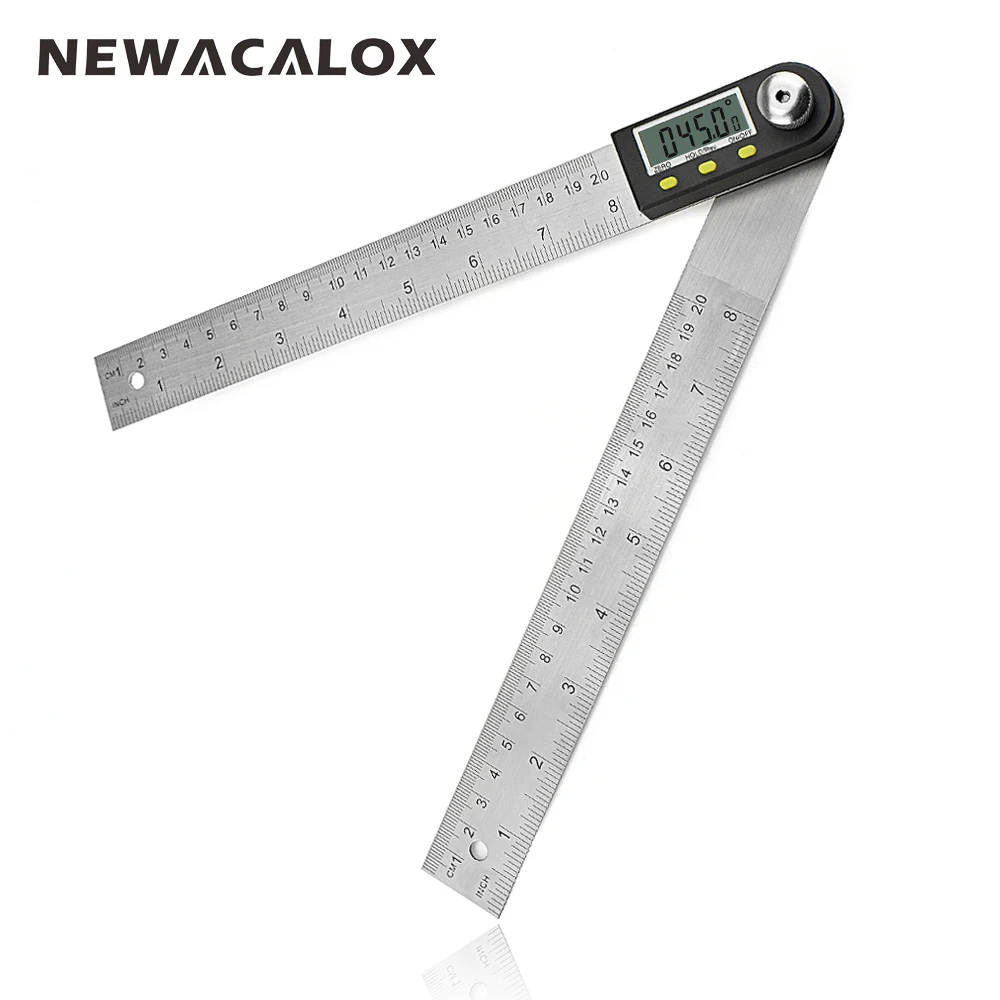 

NEWACALOX 2 In 1 Digital Protractor 200mm Multi High Precision 0-360 Degree Angle Ruler Stainless Steel Inclinometer/Goniometer