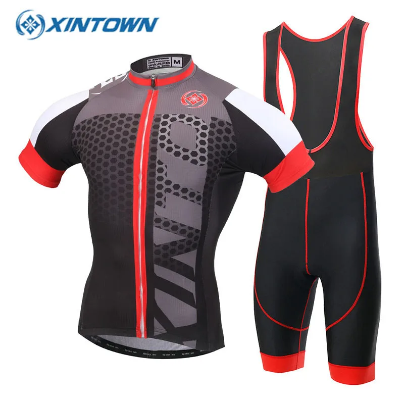 

XINTOWN Roupa Bike Jersey Set Cycling Clothing Bicycle Outdoors Triathlon Tour De France Black Short Sleeves Maillot Velo