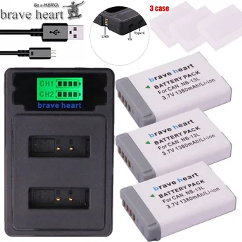 

3x NB-13L NB 13L NB13L Battery + NEW LCD DUAL Charger for Canon PowerShot G5 X G5X G7 X Mark II G7X G9 X G9X SX720 HS