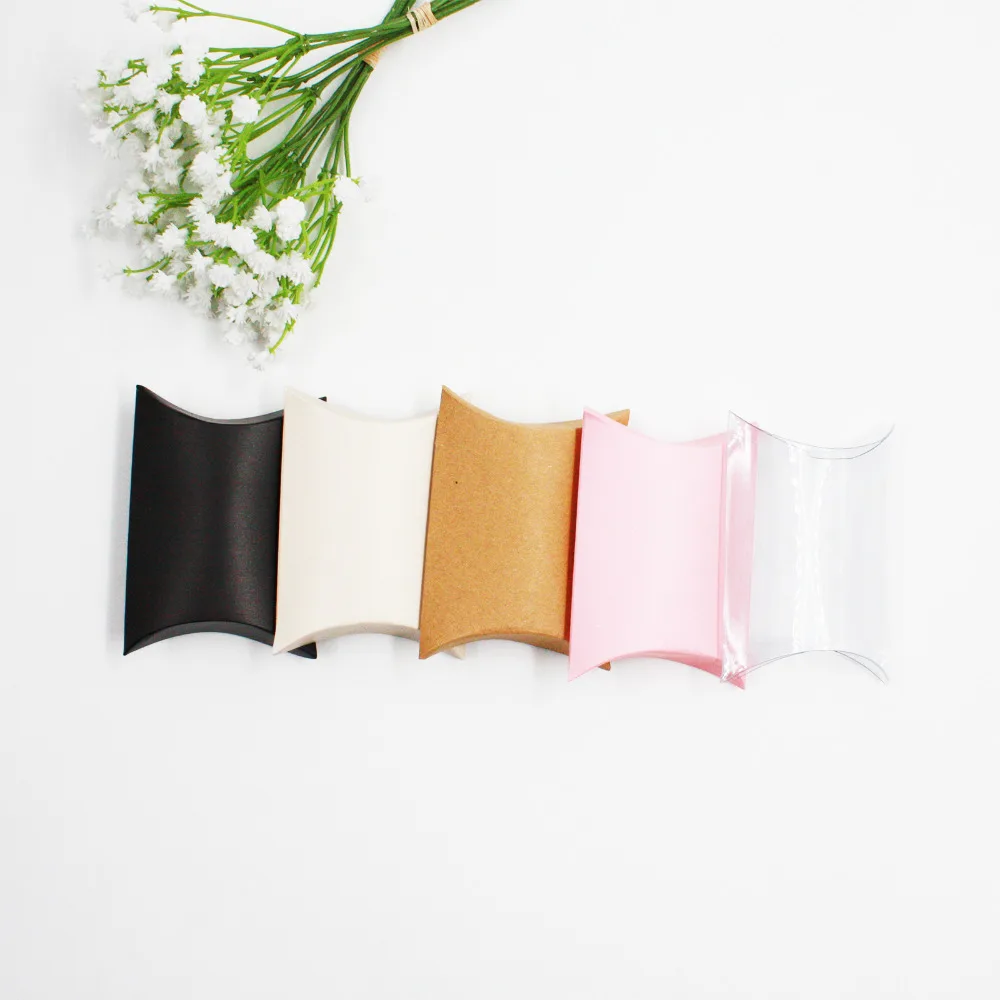 

100pcs/set 9x7x3cm Gift Candy Box Craft Pillow Shape Wedding Gift Box Party Candy Boxes Pillow Candy Bags Party Favor Supplies