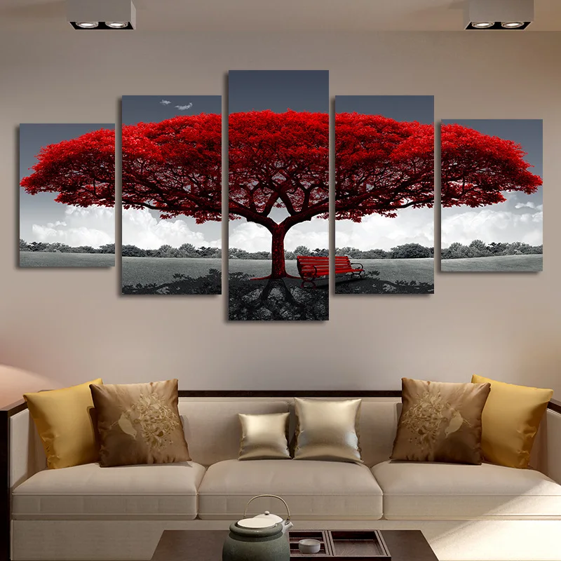

Modern Painting Frame Art Poster Wall Modular Picture 5 Panel Mangrove Landscape Home Decor Print On Canvas For Living Room