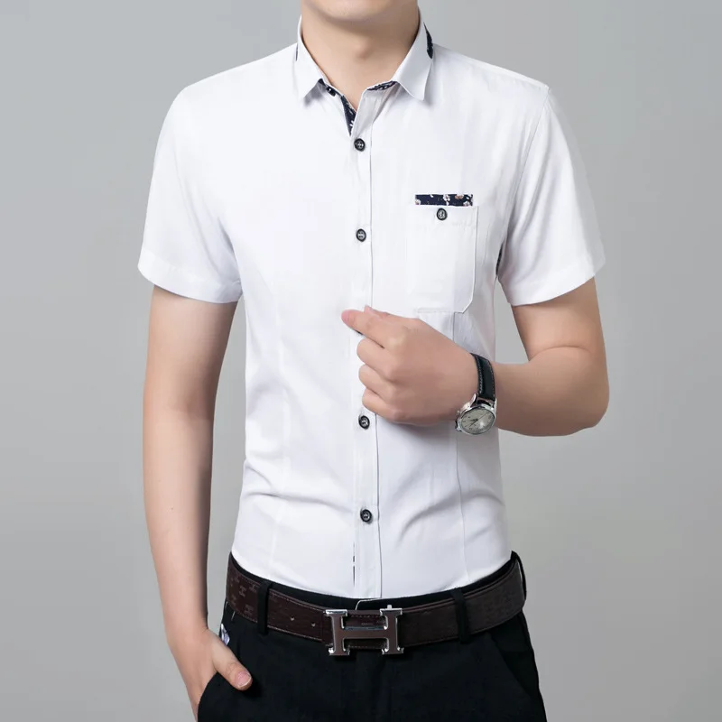 Online 2017 New Summer Men S Short Sleeve Shirt Casual Fashion Online 2017 New Summer Men S Short Sleeve Shirt Casual Fashion Dress Shirts For Man Slim Fit White Iron Half Large Size Aliexpress Mobile