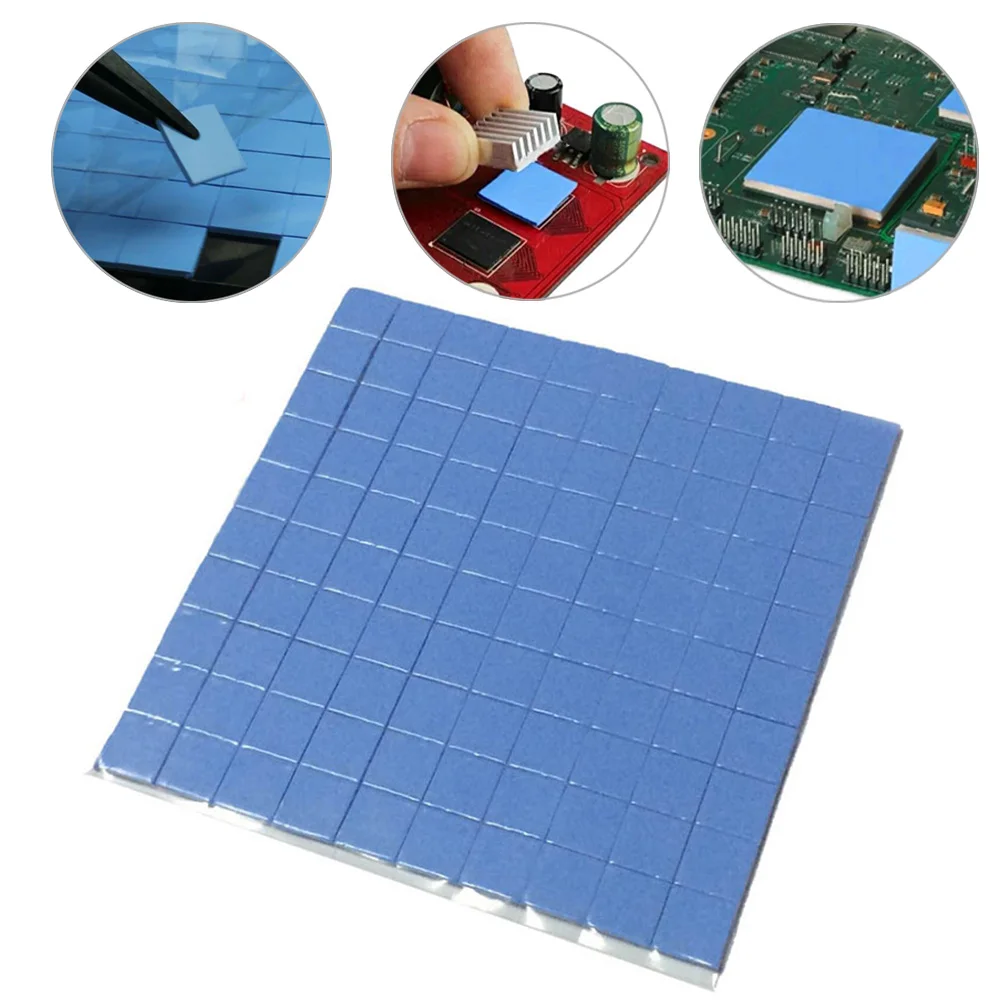 

100pcs Thermal Pad GPU CPU Heatsink Cooling Conductive Durable Silicone Pad 10*10*1mm Heat Conduction for Laptop Notebook