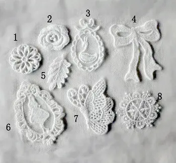 

80 sell(XY011) white embroidered applique wedding accessories tulle 8 DIY handmade quilt accessories