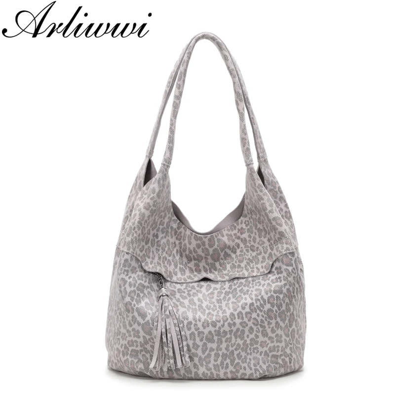 

Arliwwi Designer Women Soft Genuine Leather Shoulder Bags Sexy Leopard Pattern Embossed Handbags For Lady New