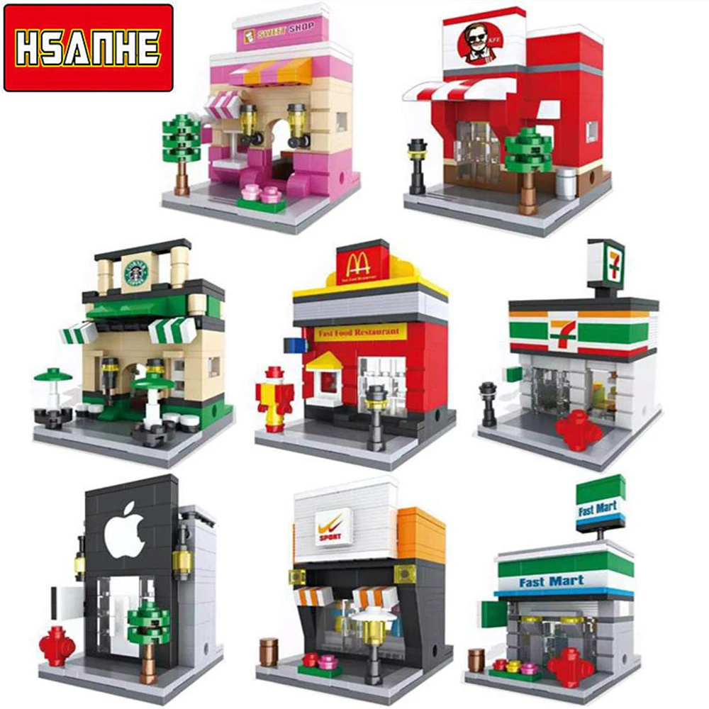HSANHE Mini Micro Street Building Blocks Educational font b Toys b font Compatible With Legoe Blocks