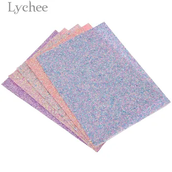 

Lychee Life 15x21cm A5 Chunky Glitter Faux PU Fabric High Quality Sewing Synthetic Leather DIY Material For Handbag Garments