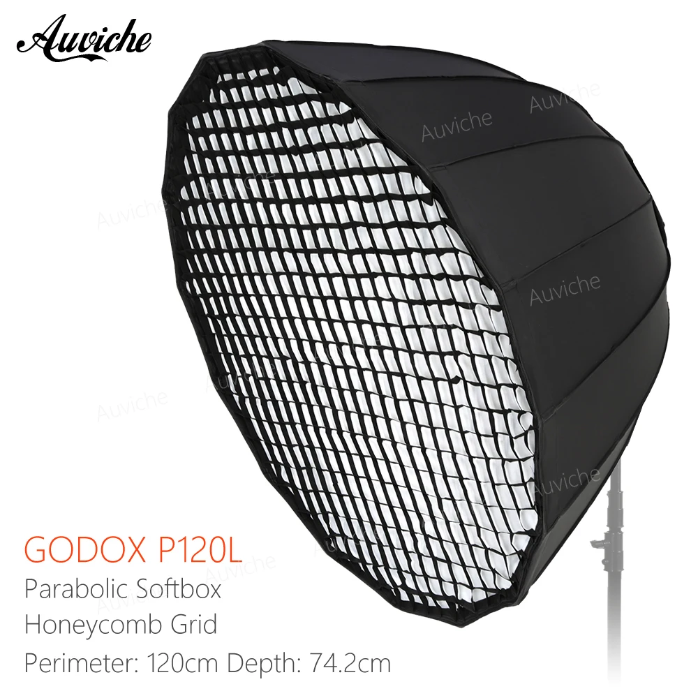 

Godox Portable P120L 120CM Deep Parabolic Honeycomb Grid Softbox Bowens Mount Studio Flash Reflector Photo Studio Softbox