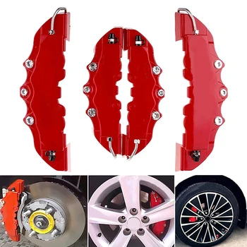

New 4PCS Car disc brake Caliper Cover 3D Word Red Brake cover Fit to 14-17 Inches Car 2 M and 2 S Universal Kit for Brembo