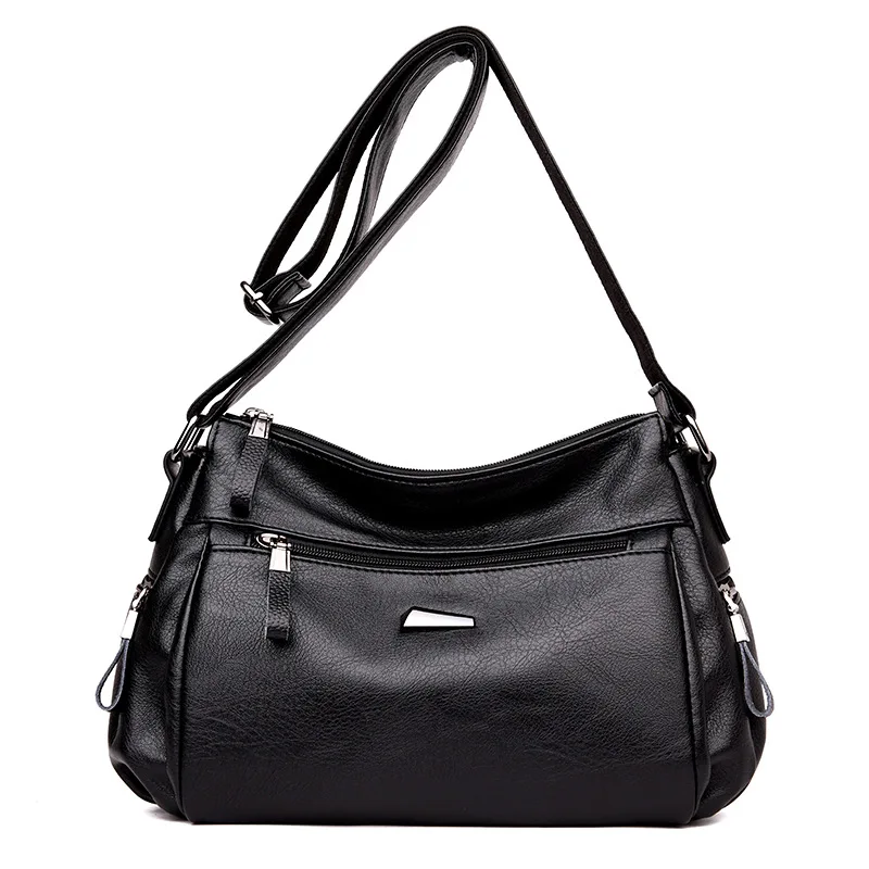 

leather women's bag shoulder slung 2019 new middle-aged woman atmosphere simple Joker women's bag multifunctional mother bag