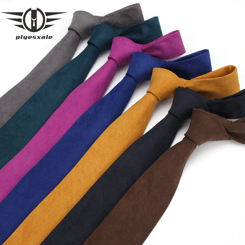 

Plyesxale Velvet Neck Ties For Men 6cm Skinny Business Formal Wedding Necktie England Grey Brown Yellow Mens Tie Gift Gravata M3