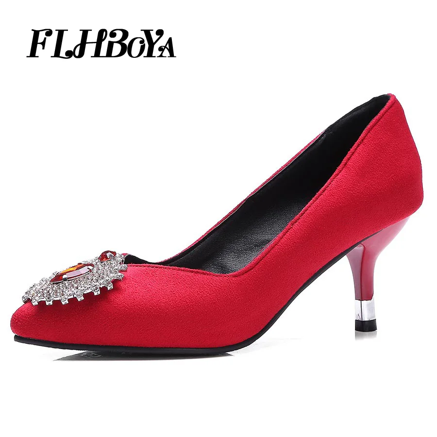 

Rhinestone Pointed Toe High Heels Pumps Women Fashion Thin Heel Court shoes Crystal Ladies OL Girl Party Bling Wedding Red pumps
