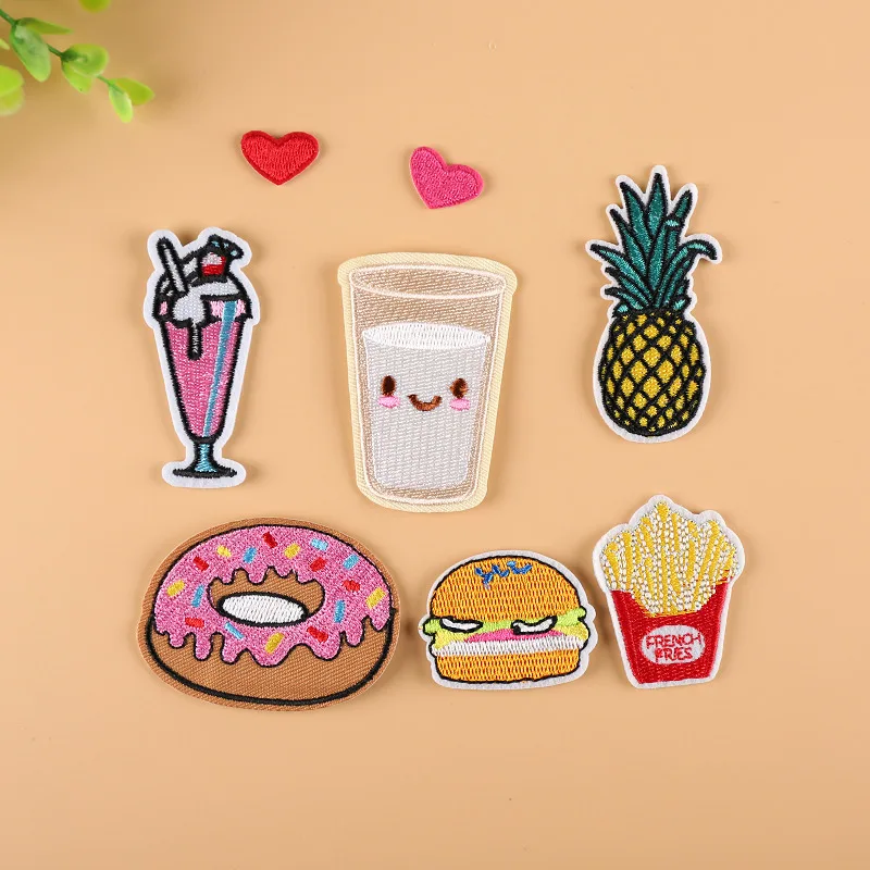 8Pcs/set Cute Miniature Food Iron On Patches For Clothing Embroidery