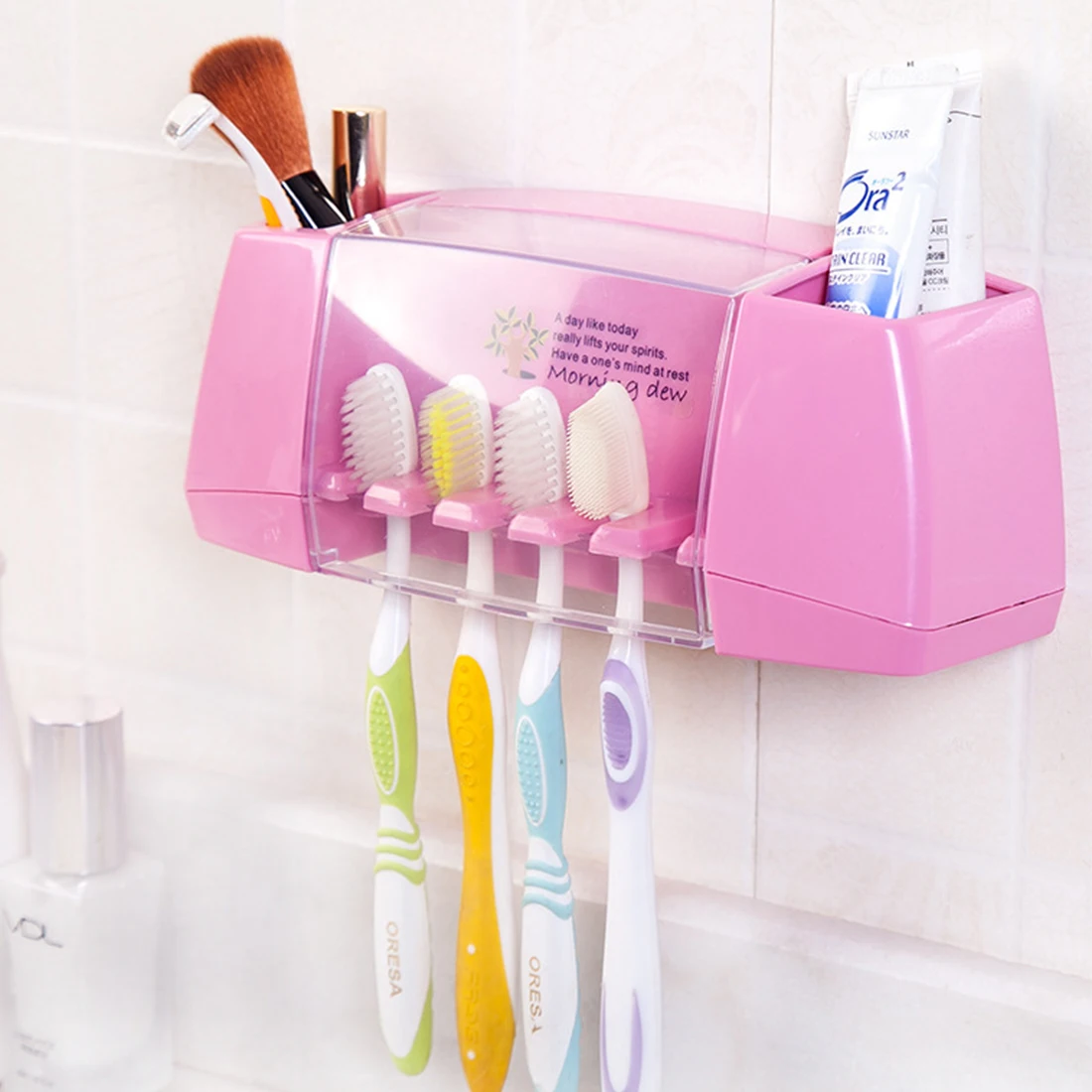 2016 Wholesale multifunctional toothbrush holder storage box bathroom
