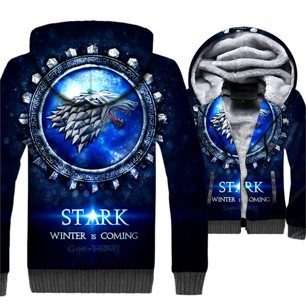 

Game Of Thrones Hoodies Winter Is Coming House Stark Wolf Print 3D Jackets Men 2019 Winter Warm Sweatshirts Hip Hop Streetwear