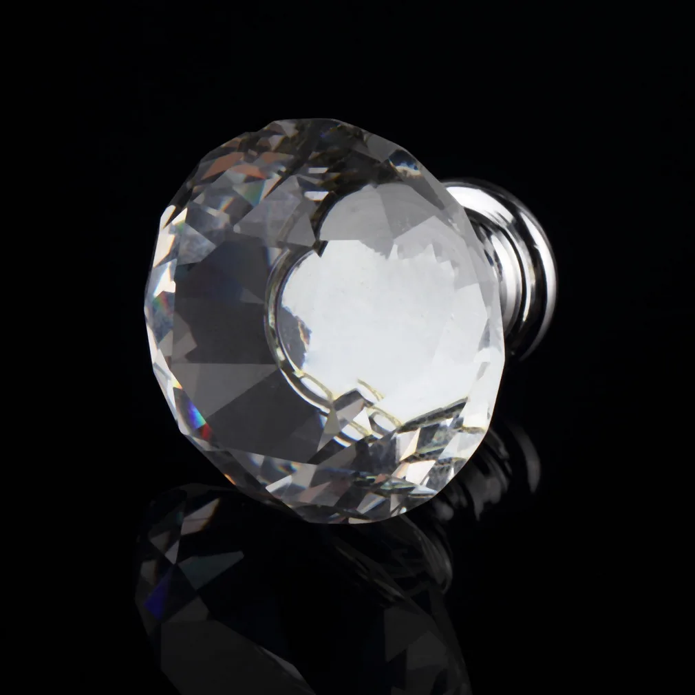 1pcs 30mm Diamond Crystal Glass Alloy Door Drawer Cabinet Wardrobe Pull Handle Knobs Drop Shipping Wholesale