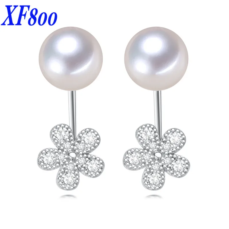 

[XF800]Flower Fine pearl jewelery 100% natural pearl earrings,AAAA high luster real pearl womens earrings E18