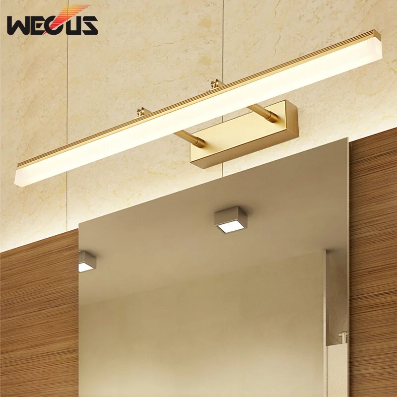 Günstige Neue goldene chrome led spiegel front lampe einstellbare kopf bad wand leuchte malerei beleuchtung schlafzimmer toilette make up licht