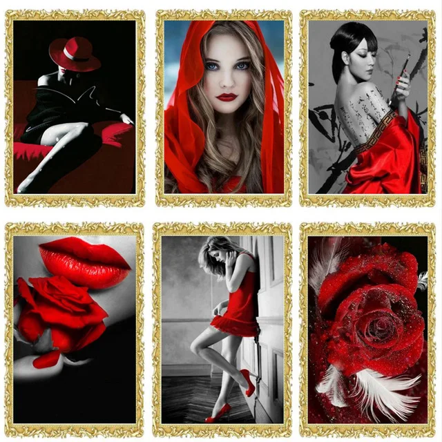 

DIY Diamond Painting Red women Decorative Picture of Rhinestone Mosaic Cross Stitch Pattern 5D Embroidery fc626