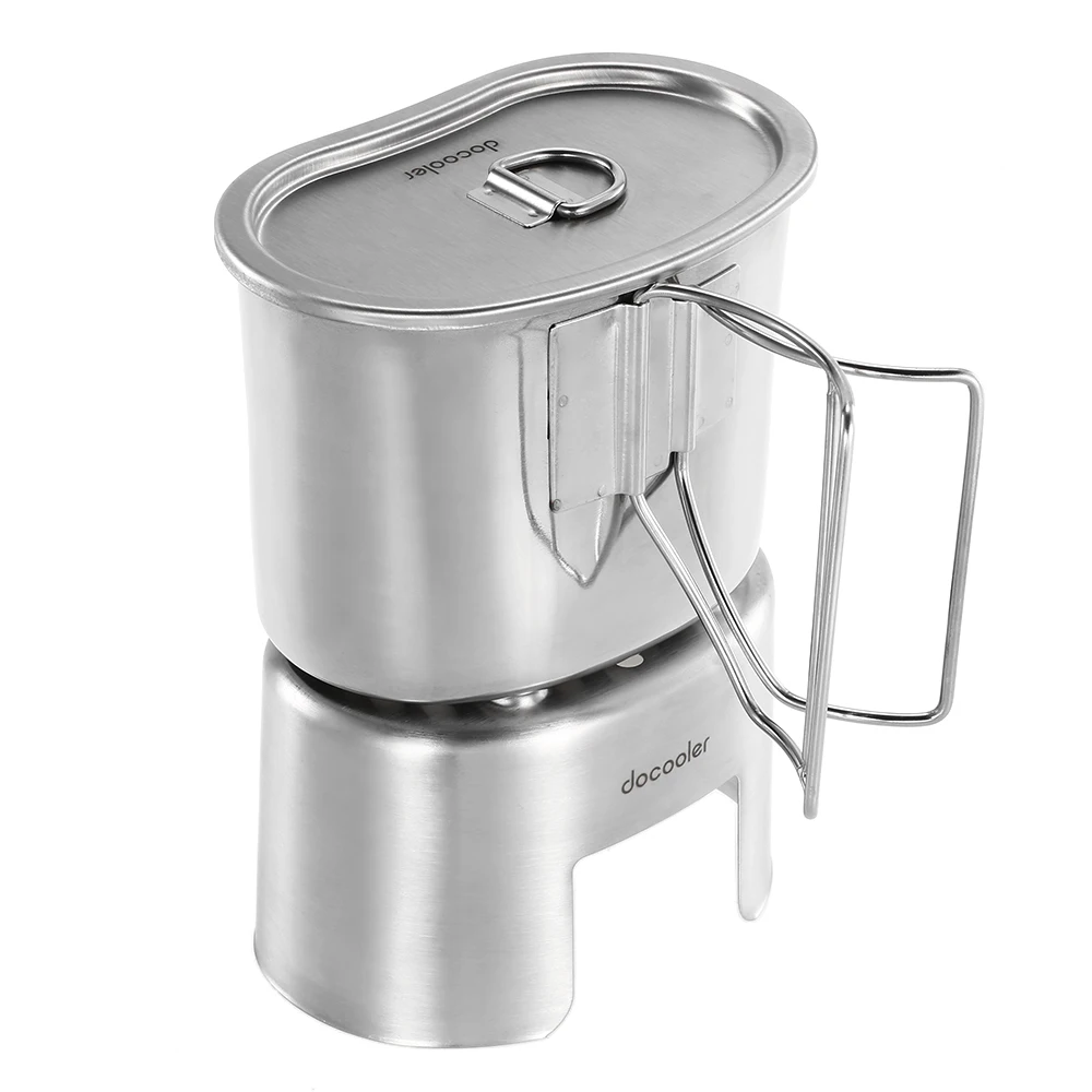 

Docooler 700ml Cup Coffee Tea Mug + Wood Stove Burner Cup Set Outdoor Camping Stainless Steel Stove Foldable Handle Tableware