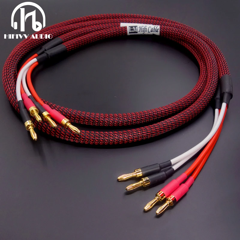 Hi-Fi Audio/Speaker Wire Cable 12 Gauge 30 feet 24K Banana Plugs 99.99% Copper 