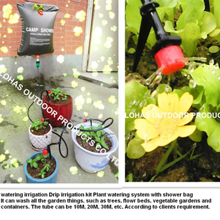 Мешок для воды полив капельного орошения сумка 10 М шланг для полива комплект полива растений система с мешком лагерь Душ solar сумка Gravity