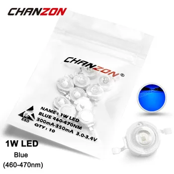 10 Pieces 1W LED Light Bulb Lamp Blue 460-470nm 3V-3.4V 300mA-350mA 35-45LM High Power 1 W Watt Epistar Chips 1Watt DIY COB