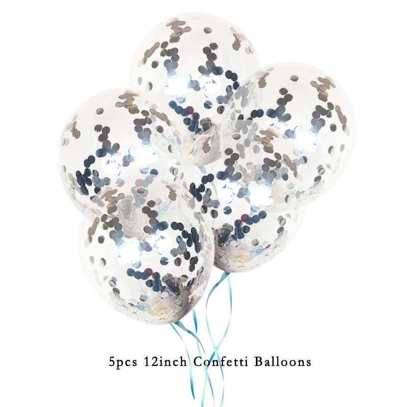 Синие вечерние комплекты для девочек на первый день рождения Детские бумажные баннеры в виде Кита конфетти воздушные шары для мальчиков - Цвет: 5pcs silver