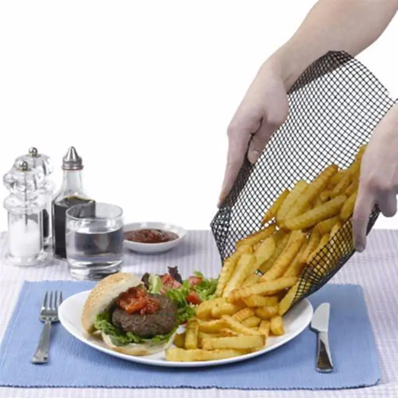 2pcs Mesh Grilling Basket Heat-resistant Nonstick Frying Basket Strainer Fryer Kitchen Cooking Tool French Fries