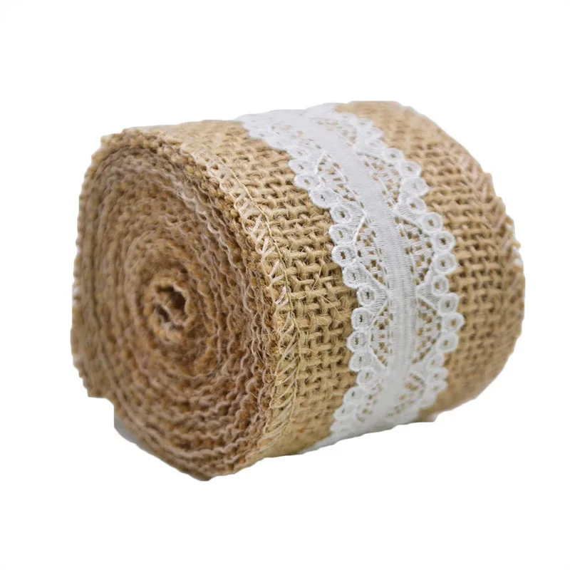 2 м/roll натуральный джут, джутовая ткань, мешочная ткань лента с хлопковая кружевная отделка ткань для DIY Вышивание Свадебные украшения интимные аксессуары - Цвет: 014