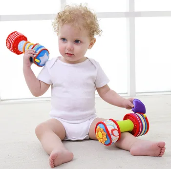 

Candice guo! new arrival multicolor plush toy dumbbell baby training toys developing motor skills rattle birthday gift 2pcs/lot