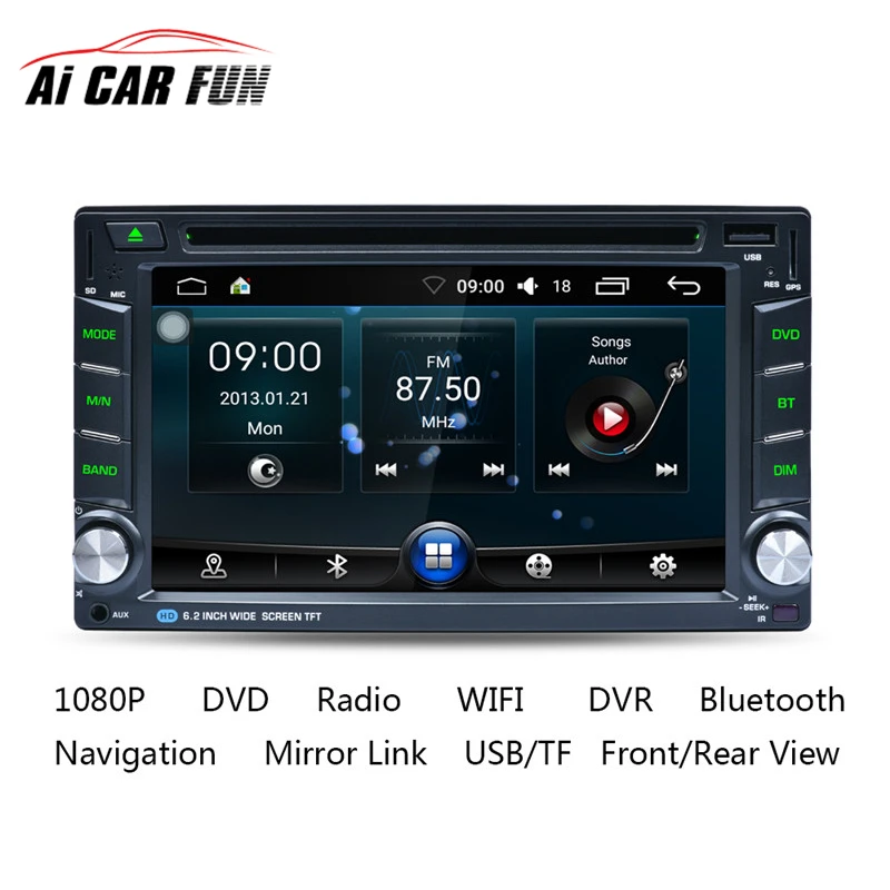 

AR6002B 6.2" GPS Navigation DVD Player 2 Din Touch Screen Bluetooth Stereo Radio Audio MP3 Music Player Steering Wheel Control