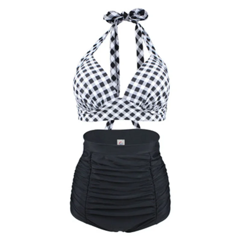 

Two-piece split high waist bikini strap bikini swimsuit ladies beach swimwear